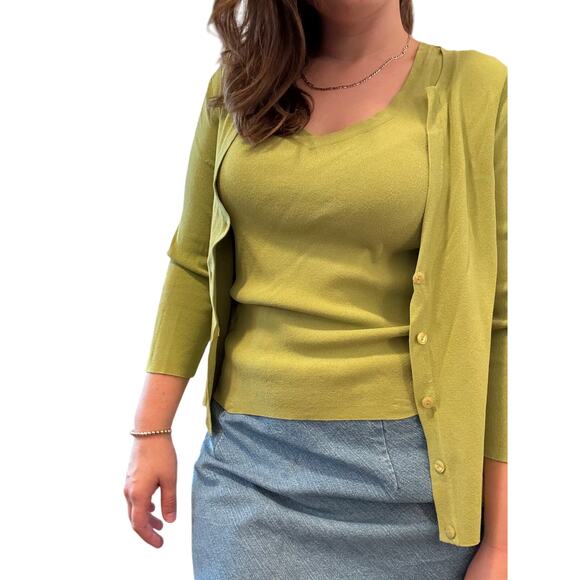 Shirt/Sweater Set, Moss Green Talbots Size L - Picture 5 of 7